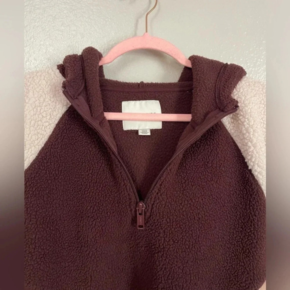 American Eagle Oversized Colorblock Sherpa Teddy 1/4 Sweater - Picture 8 of 9